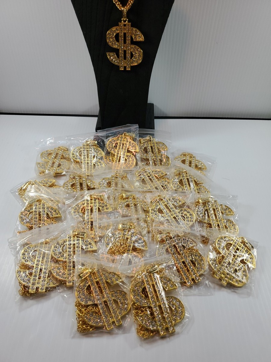 23 Large Hip Hop Dollar Necklace Dollar Sign Gemstones Rapper