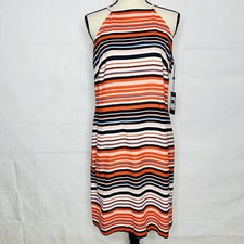 Tommy Hilfiger Sundress Size 8 Dress Linen Blend Orange Blue White Striped NWT