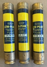 BUSSMAN LPS-RK-50SP LOW-PEAK FUSE, 50 A, 600V AC, CLASS RK1, *LOT OF 3*