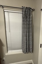 ACHIM Buffalo Check Panel Window Curtain 42"x63" Black and White Light Filtering