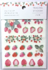 KYOWA Strawberry Fruits Die Cut Tracing Sticker Sheet Made in Japan 84 piece