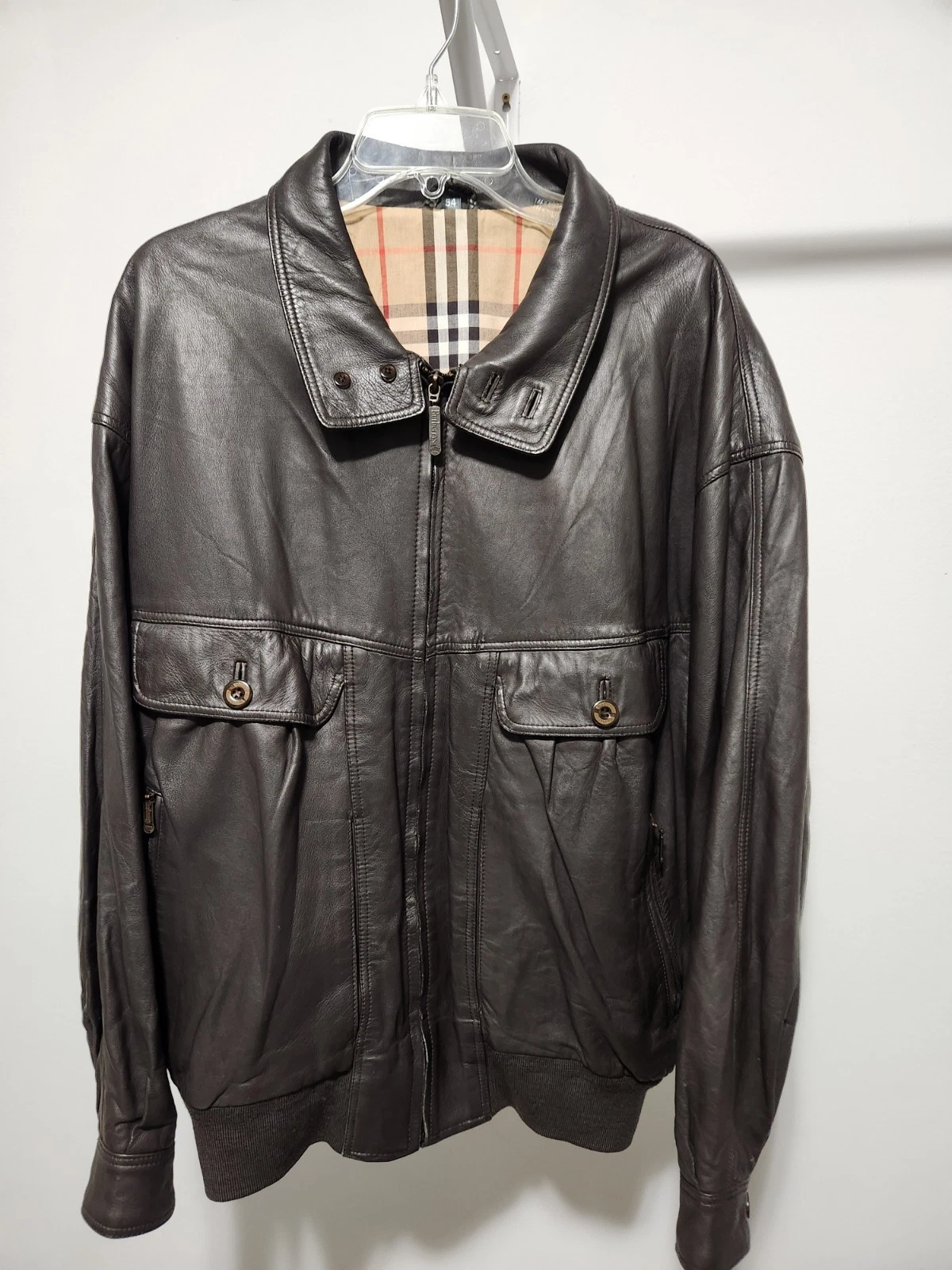 Burberry giacca di pelle vintage marrone L XL