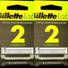 Gillette Labs Refill Cartridges Fits All Gillette Lab Razors 2 Sets Of 2 NEW