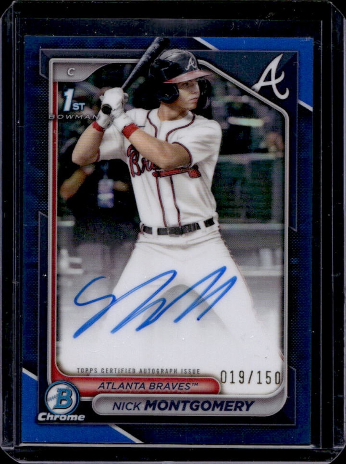 2024 Bowman Draft Nick Montgomery Chrome Auto Blue Refractor 1st #/150 Braves