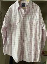 New Men  s Wrangler XL Long Sleeve Shirt With Pearl Snap Buttons Pink Navy
