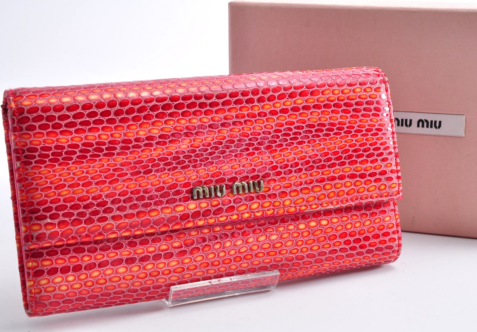 Miu Miu Python Embossed Leather Continental Long … - image 1