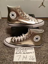 DS Converse Chuck Taylor All Star Hi Top Metallic Light Gold White Women s Sz 11