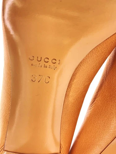 eun_243319 GUCCI Camel Leather Pumps Heels 154470 Women’s Shoes US 7/ EU 37 thumbnail 5