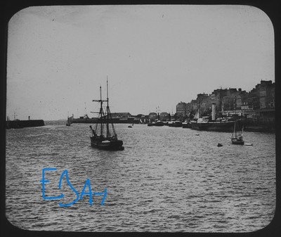 Foto NORMANDIE TAKELIERTES SCHIFF VERLÄSST HAVRE UM 1894 GWW Magische Laternendia FRANKREICH
