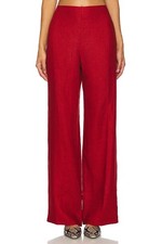 FAITHFULL THE BRAND x REVOLVE Ilride Pants Garnet Deep Red Linen M NWT $240