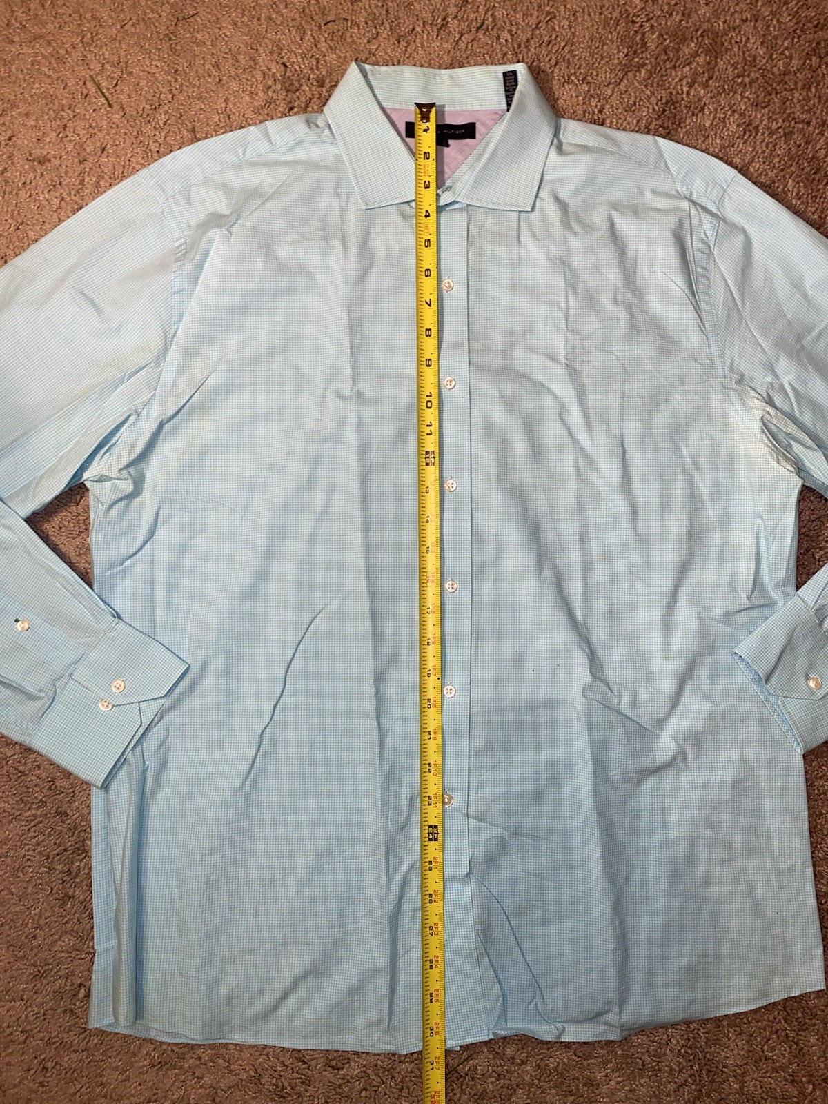 Tommy Hilfiger Button Up Down Mens Size XL Beach Blue Summer Work Dress Shirt