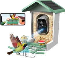 Bird Feeder with Camera, 2K Smart Birdcamera with Solar Powered, AI Identify Bir