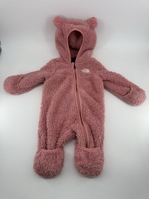 The North Face Infant 0-3 Month Sherpa Fleece Hooded Zip Bunting Suit Pink 
