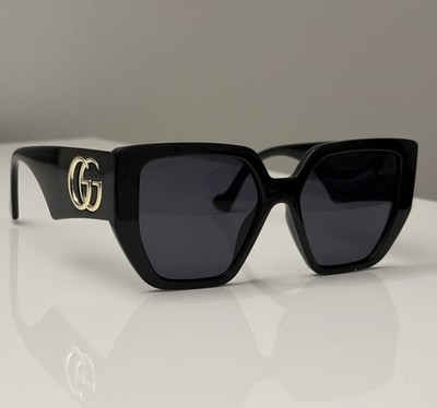 Gucci  Women Square Oversized Sunglasses Black Frame 