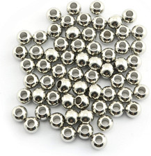 50-Pack 304 Stainless Steel Smooth Round Spacer Beads 3mm Hole,Seamless Loose Be