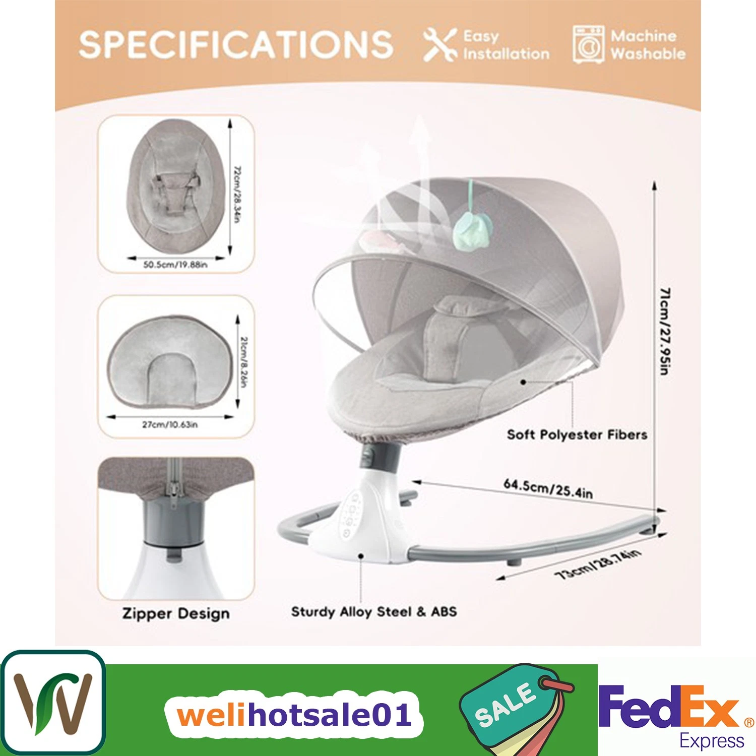 Electric Baby Swing for Infants to Toddler Portable Infant Swing Remote Control
Opens in a new windo