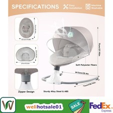 Electric Baby Swing for Infants to Toddler Portable Infant Swing Remote Control
