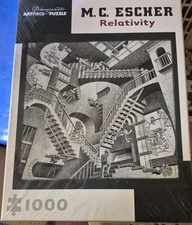 M.C. Escher 1000pc Relativity Jigsaw Puzzle—Pomegranate—New!