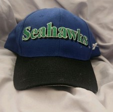 Vintage Seattle Seahawks Blue/ Black Bill Reebok Pro Line Spellout Snapback Hat