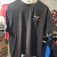 General Motors Chevrolet Corvette Stingray Black T-Shirt Men Size XL Logo Stich