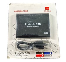 16TB Portable SSD Mobile Storage ~ External Hard Drive, type-C USB 3.2