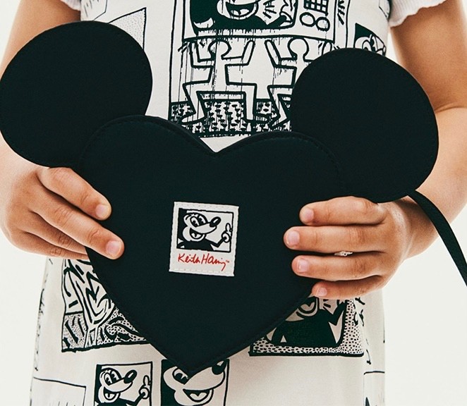 NWT MICKEY MOUSE x KEITH HARING H&M Small Black Crossbody Shoulder