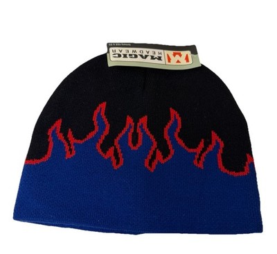 Magic Headwear Knit Beanie Hat Flame Black Blue Red One Size Streetwear Y2K