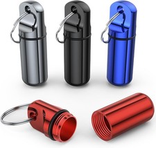 Small Pill Box Keychain, 4 Pack Portable Keychain Pill Holder Aluminum Alloy M