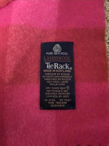 Tief/heißrosa karierter Lammwollschal-TieRac-Schottland-100 % Wolle-schön-56"x12 - Bild 3 von 8