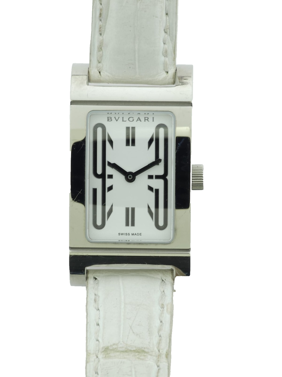BVLGARI Rettangolo White Leather Strap White Dial Women