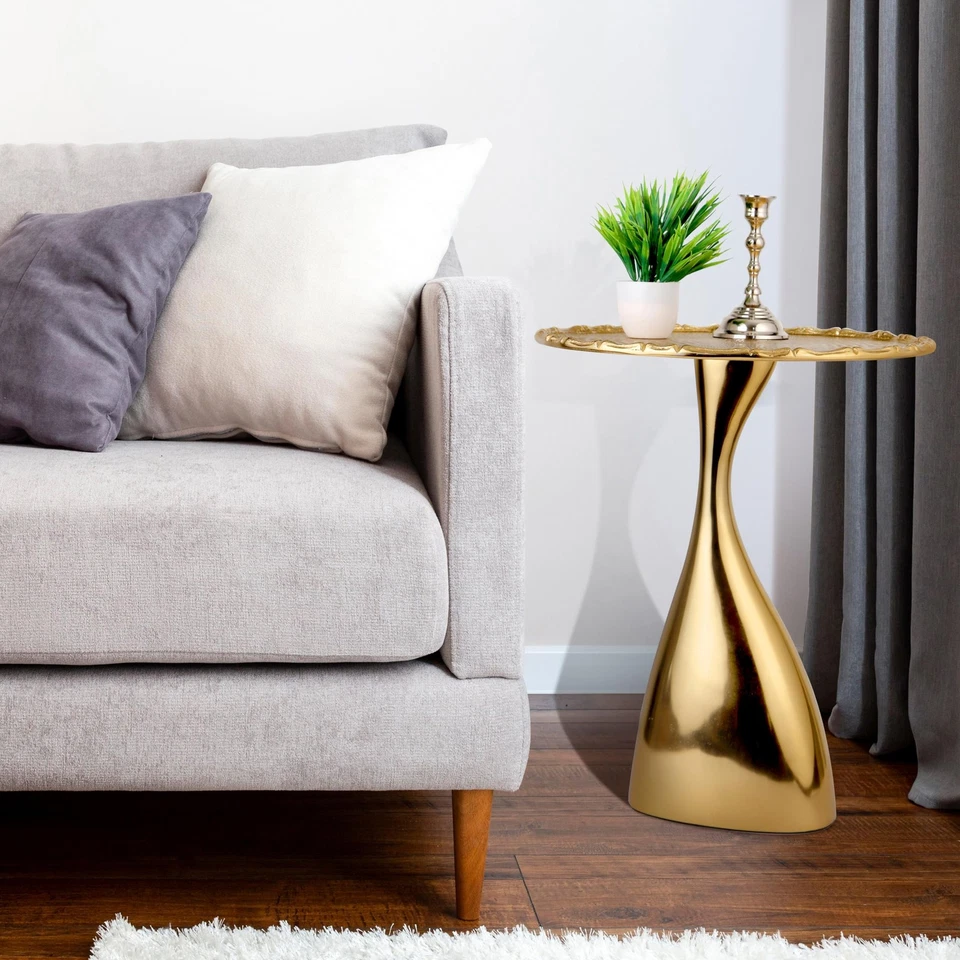 Mesa lateral redonda de metal, mesa de centro para espaços pequenos, acento leve... - Imagem 4 de 4