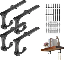 Heavy Duty Floating Shelf Brackets & Supports 4 Pack, Iron 6Inch 4Pack, Black
