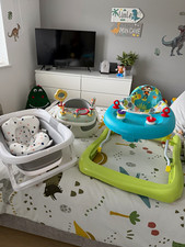 Fisher-Price Jungle Baby Walker with Play Tray, Plastic, Blue/Green