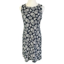 Tommy Hilfiger Navy Blue Cream Paisley Floral Sheath Dress Sleeveless Size 8