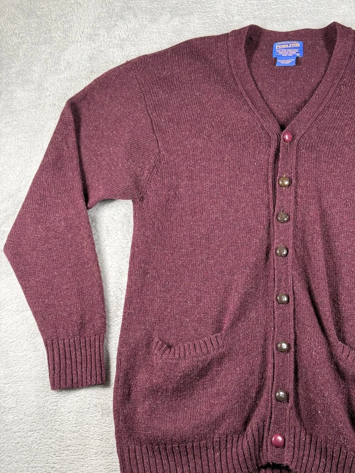 Vintage Pendleton Cardigan Sweater Mens Large Red Shetland Wool Grandpa VTG - Image 4 of 4