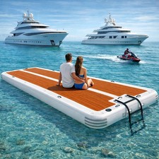 15'x6.5' Inflatable Floating Dock, Anti-Slip EVA Mat, Quick Inflate, Lake Ocean