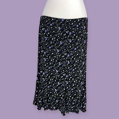 VTG 1990s Y2K FLORAL SKIRT WHIMSICAL BABY DOLL MIDNIGHT GOTH GRUNGE WITCH WHIMSY