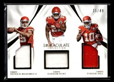 2017 Immaculate Patrick Mahomes Rookie Hill Hunt Triple Jersey # 15/49 SE2174