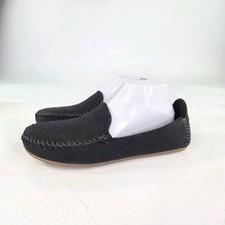 HAFLINGER Wool Moccasin Slippers Size 42 Black Felt Loafer Slip-On Shoes W11 M9