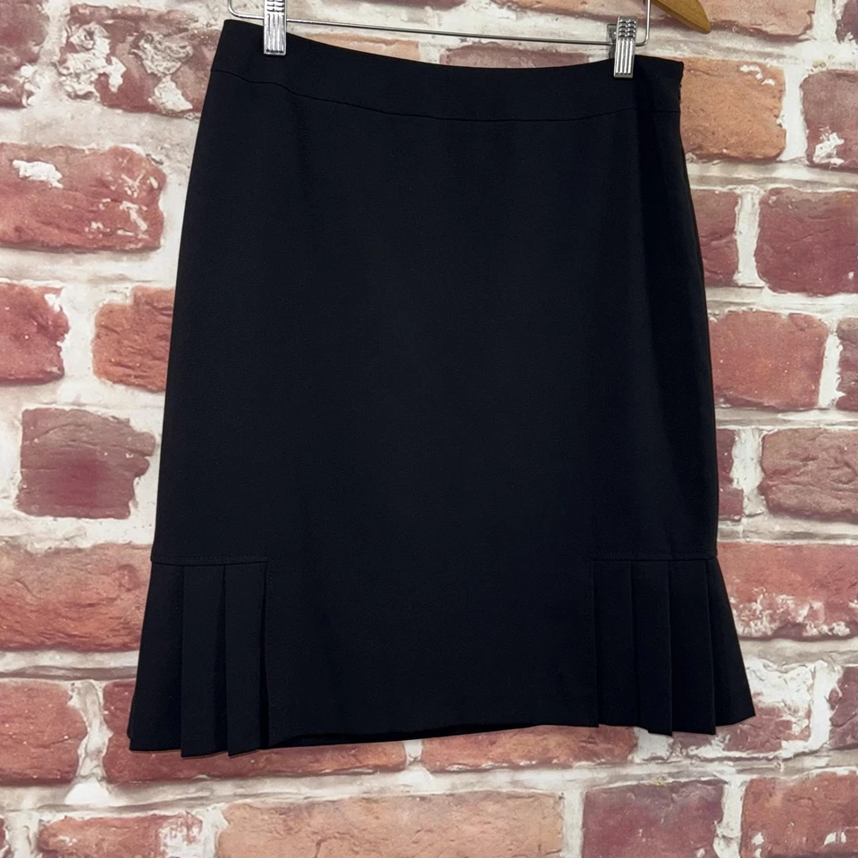 Falda Tahari Arthur S Levine para mujer 6 lisa negra plisada carrera oficina trabajo Foto 2 de 4