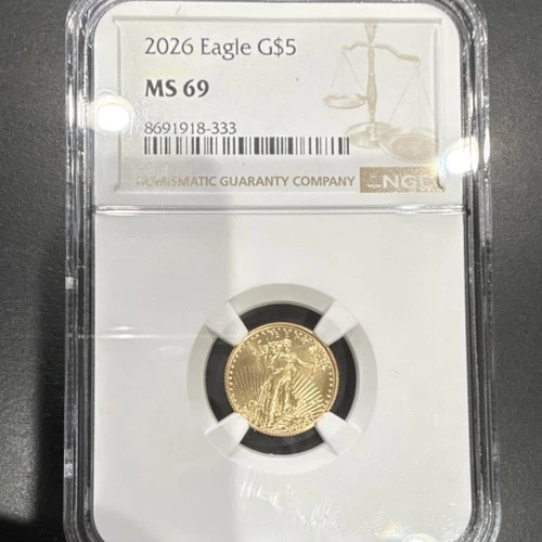 2026 American Eagle $5 Gold Coin NGC MS 69 1/10 oz Business Strike 8691918-333