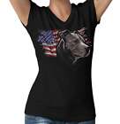 Patriotic Staffordshire Bull Terrier American Flag - Women's V-Neck T-Shirt