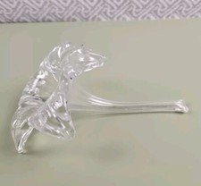 Hand Blown Art Glass 8 Inch Lily Clear Flower Single Bud Vintage