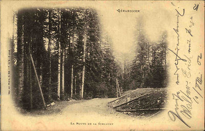 Gérardmer Frankreich Postkarte 1902 Route de la Schlucht Verlag Weick gelaufen
