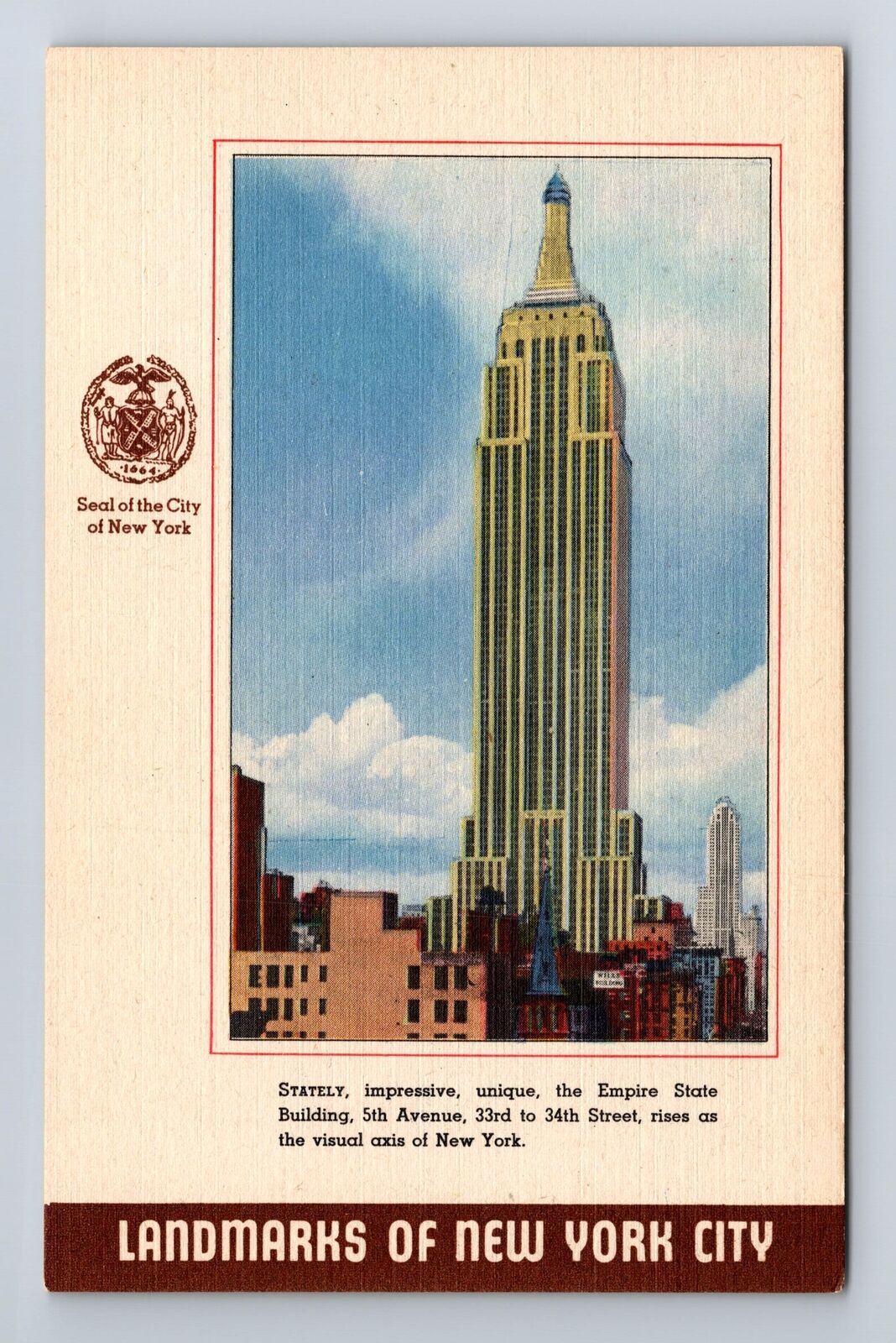 Vintage NYC Postcard Featuring Empire State Building Panoramic View