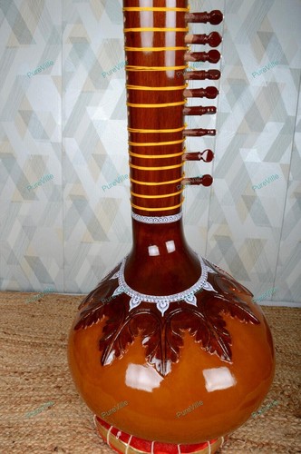 Sitar Best Design Bag 7 Main Strings and 11 or 13 Sympathetic String With Bag - Picture 6 of 12