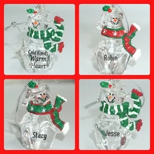 Christmas Ornament Ganz Clear Snowman Scarf Xmas Personalized Choose Name NWT