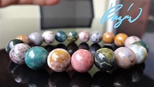 Ocean Agate Bead Bracelet for Men or Women Stretch 10mm 7.5" inch AAA