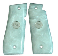 For Colt Government 380 Grips Mustang Plus II Faux Pearl Silver Med Random 2