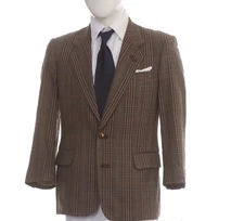 DAKS London Vintage VTG Mens Wool Brown Check Blazer Sports Coat Jacket - 38R